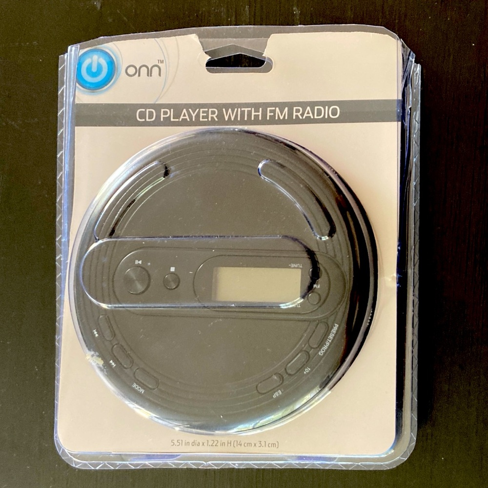 ONN Portable CD Player w/ FM Radio and Stereo Earbuds